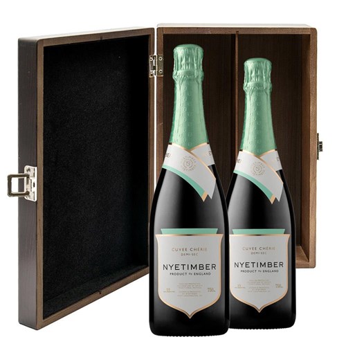 Nyetimber Curvee Cherie Demi-Sec NV English Sparkling Wine Double Elm Wood Gift Boxed (2x75cl)